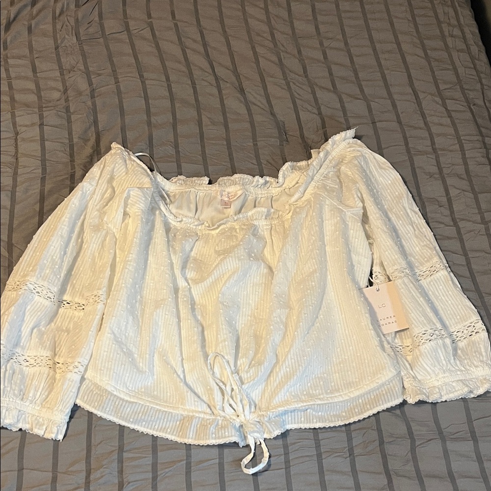 LC Lauren Conrad White Off-Shoulder Top